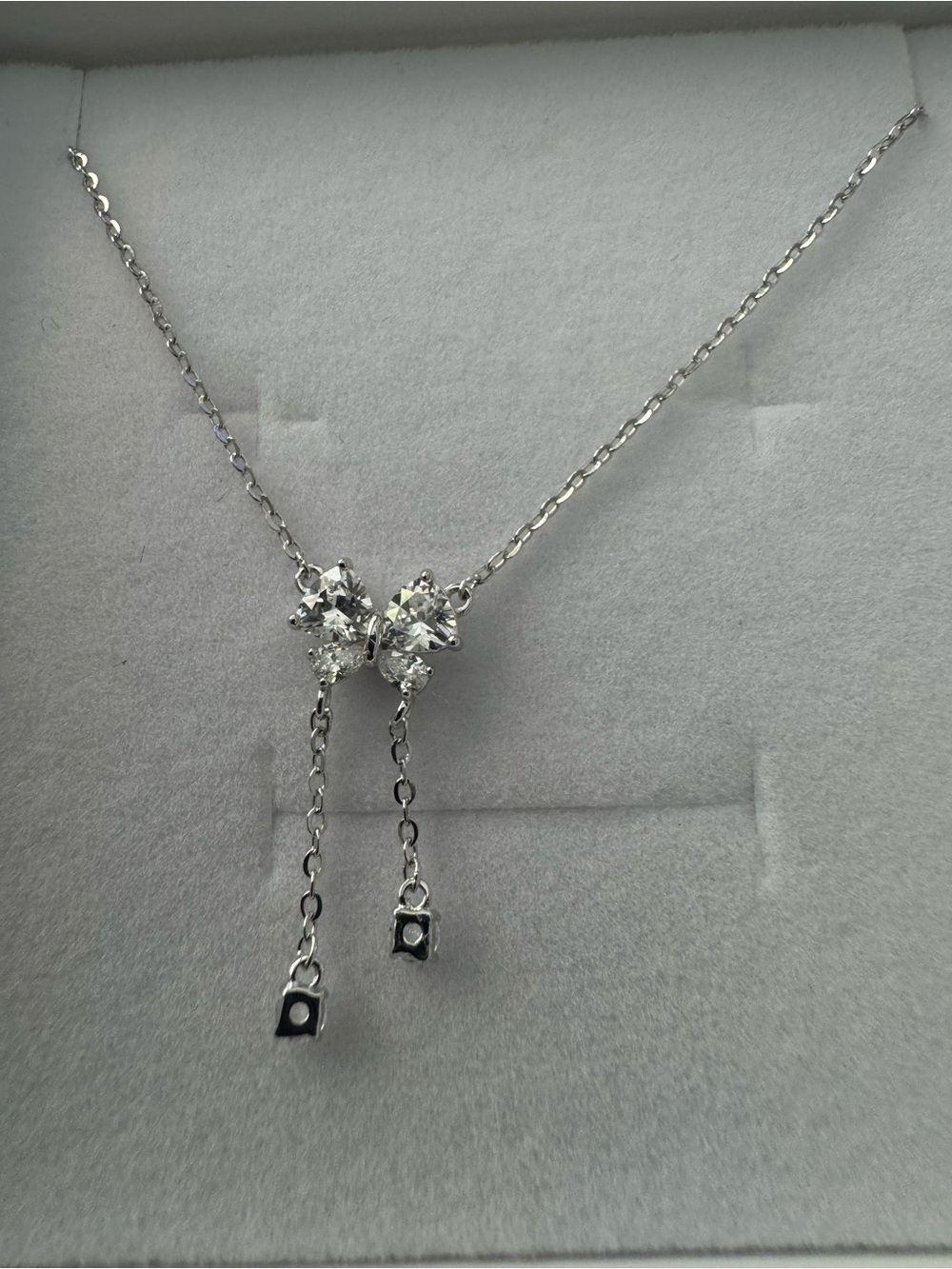 Sterling Silver Drop CZ Pendant Necklace - Elegant White Crystal Accent